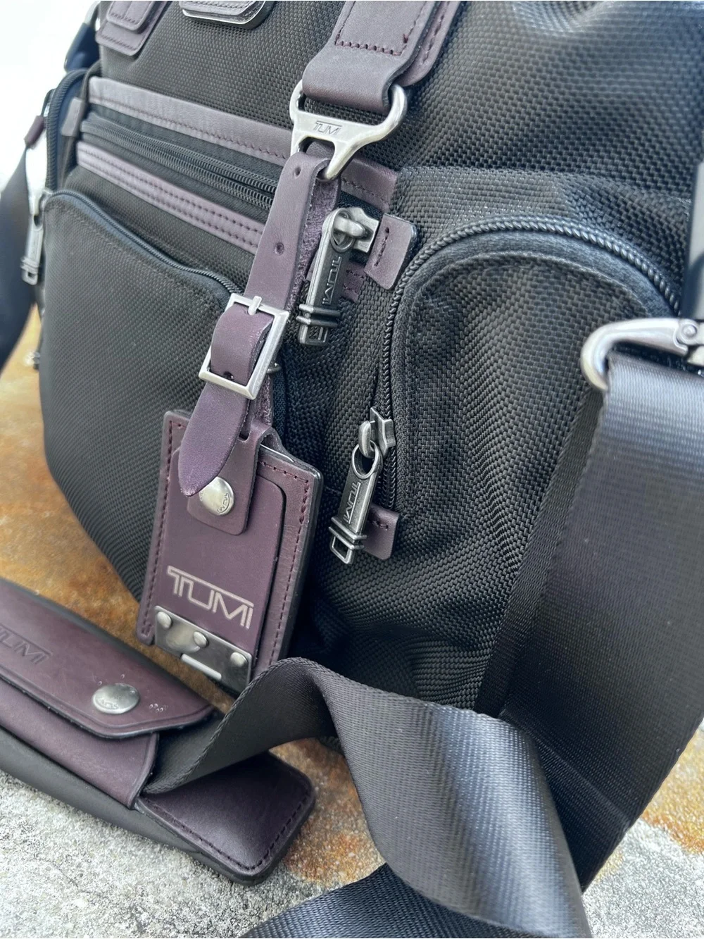 TUMI Black/Brown Nylon and Leather Alpha Bravo Brooks Slim Briefcase
